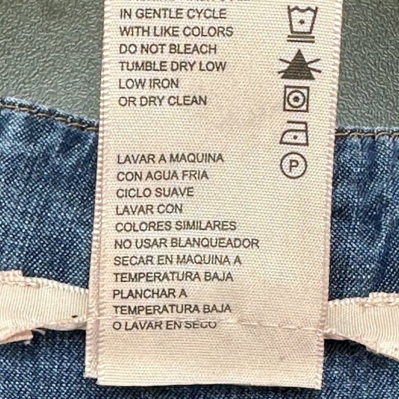 Philosophy 100% Tencel Lyocell Chambray Lace up Front Detail Dress XL Pockets - Picture 8 of 13